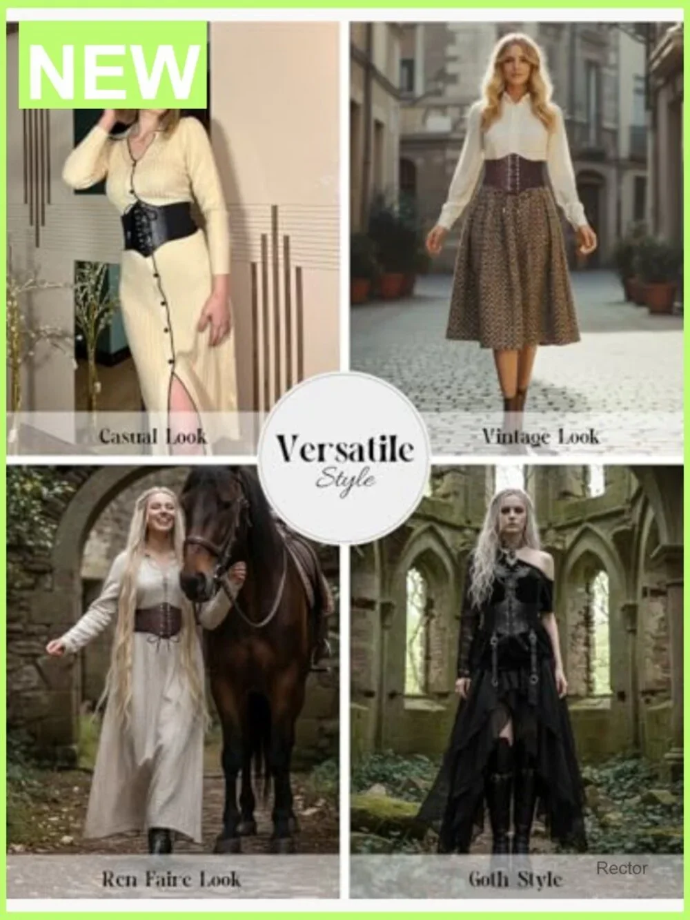 Lace-Up Corset Waist Belt Wide Faux Leather Cinch Steampunk Vintage